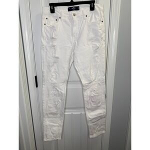 Hollister Skinny Jeans 31x32 White Excellent Distressed Streetwear